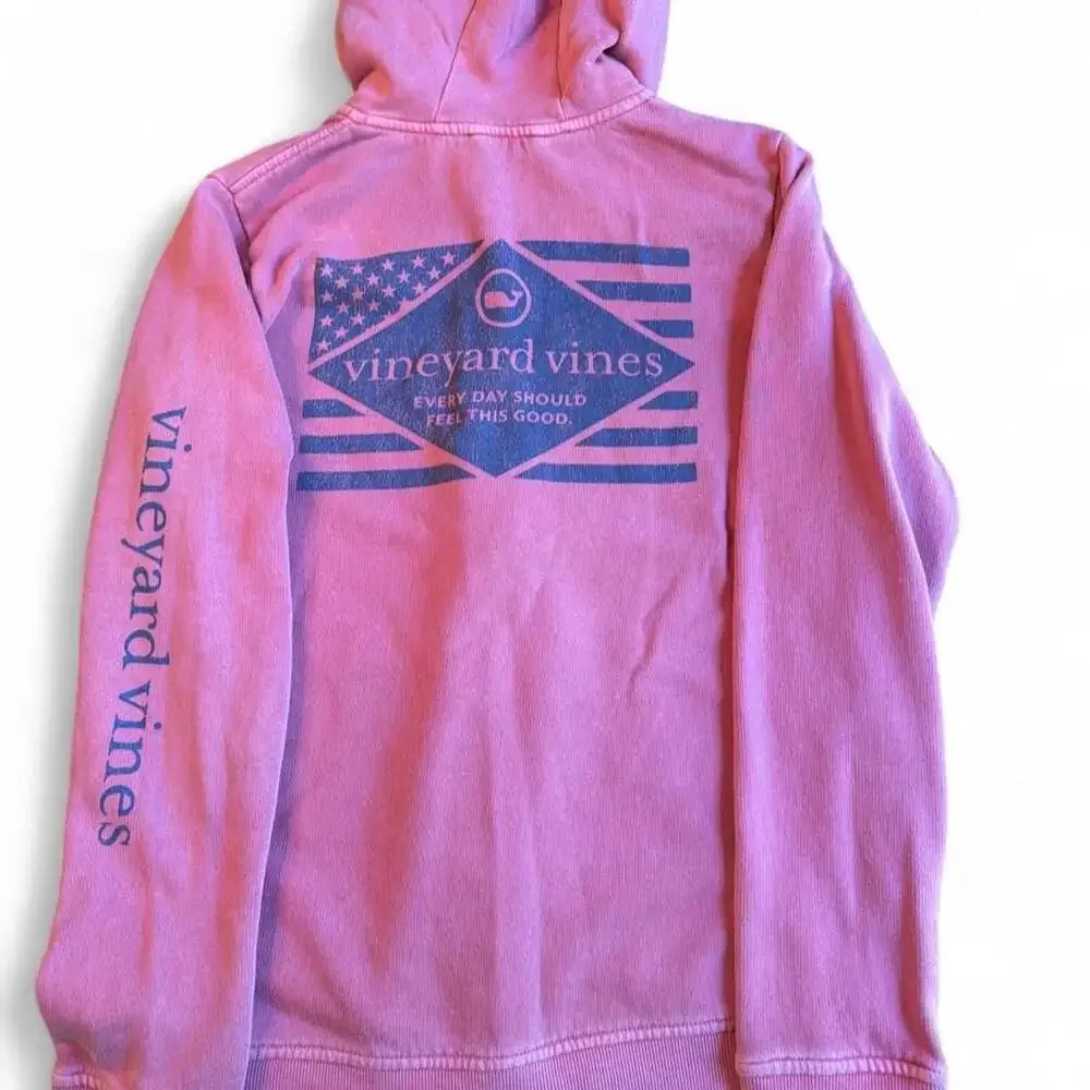 Vineyard Vines Flag Logo Zip-Up Hoodie Pink